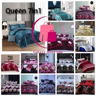 COMFORTER TEBAL SET 7pcs TOTO Queen cadar ada getah⭐️ DUAL COLOR dan DESIGN | Full Bedding Set