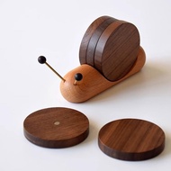 Ready Stock spotSnail mug coaster Snail mug coaster Black Walnut Cartoon Snail Decompression Creativ