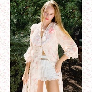 [พร้อมจัดส่ง]BOHEMIAN FLOWER PRINTED DRESS WITH ROSE PIN