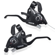 Bicycle Brake Levers Shifter 3x7 21 Speed Shifter with Gear Indicator and V Brake Cable for Moutain