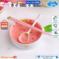 Super cute ceramic bowl, chopsticks and spoon set with strawberry pattern (with foam box) ceramic bo
