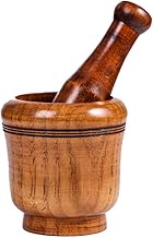 Pestle &amp; Mortar Set, Solid Wood Natural Lightweight Pestle &amp; Mortar Set Durable, Long-Lasting &amp; Easy Cleaning Mixing Bowl,Ideal for Herbs, Spices, Ginger, Garlic Grinder &amp; Crusher