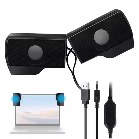 Portable Mini USB Stereo Speaker Notebook Laptop Computer PC Screen Clip-on Music Player Multimedia 