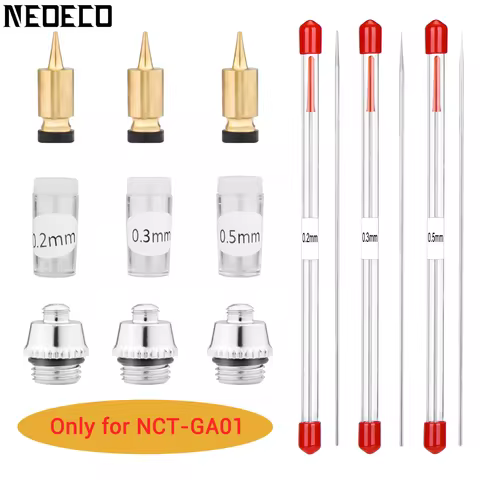 Airbrush Nozzle Needle Air Cap Set Auto Centering 0.2/0.3/ 0.5mm Air Brush Replacement Kit Parts Too