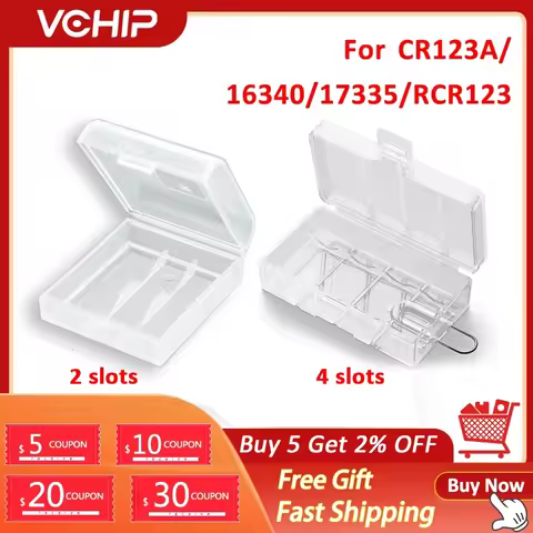 2 Slots CR123 16340 Battery Storage Boxes Transparent Hard Plastic For 16340 CR123A CR2 Battery Hold