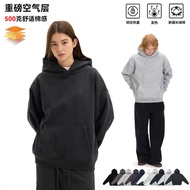 UNF 500G Heavy Warm Air Layer Pullover Solid Color Sweatshirt Fleece Lining Thickened Hooded Sweatsh