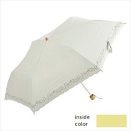 NIFTY COLORS - 日本遮光花邊可愛小貓碳輕量迷你雨傘（縮骨遮） - 白色