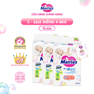 Combo 3 Tã/bỉm dán Merries đủ size NB68/S62/M52
