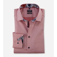 OLYMP LUXOR Shirt เสื้อเชิ้ตชาย สีแดง ผ้าเท็กเจอร์ ทรงหลวม ใส่สบาย รีดง่าย  SPRI25 เสื้อทำงาน  เสื้อ