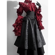 Christmas New Year's Gothic Lolita Long Skirt Outfit - Black & Red