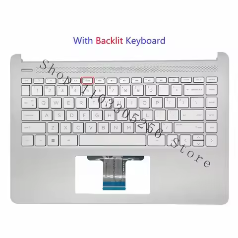 WYORESY Palmrest For HP 14-DQ 14T-DQ 14S-DQ 14-FQ Backlit US Keyboard L88206-001 Silver