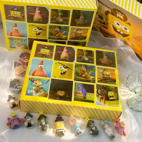Cute Cartoon SpongeBob Mystery Box, Flocked Plush Keychain, Deluxe Hole Game Prize, Lottery Gift