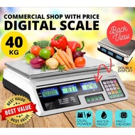40kg Electronic Digital Price Computing Rechargeable Supermarket Counting Scale (PENIMBANG PASAR)