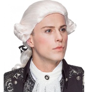 Judge Colonial Wig Man Long Wave White Wig Washington Halloween Costume Cosplay Wig (White)