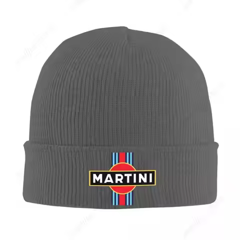 Martini Racing Stripe Warm Knitted Cap Fashion Bonnet Hat Autumn Winter Outdoor Beanies Hats for Uni