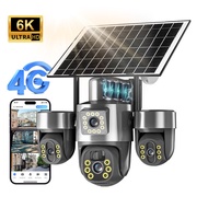 Solar-powered Camera V380Pro Three-lens three-pan-tilt outdoor home automatic rotating solar camera
