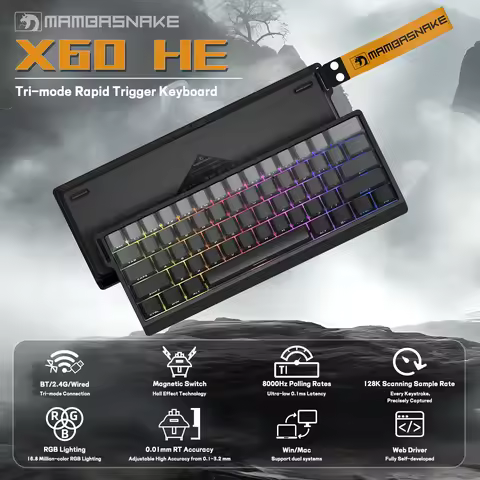 X60 HE 60% Rapid Trigger Wireless Gaming Keyboard,Hall Effect Magnetic Switches,Adjustable Actuation