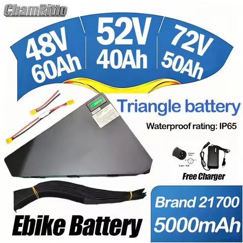 Electric Bicycle 36v 48v 52v cham-rider Triangle battery 30 40 60ah ebike 60v 72v 50Ah High Capacity