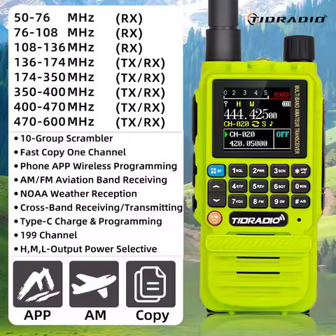TIDRADIO H3 Long Range Walkie Talkie Profesional Air Band Tow Way Radio Phone APP Wireless Programmi