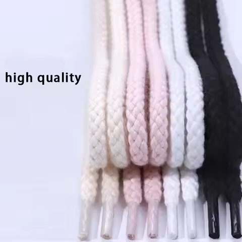 1 Pair Classic Cotton Weave Canvas Shoelace for Casual Sneakers AF1/AJ Hemp Rope Round Shoelaces 7mm
