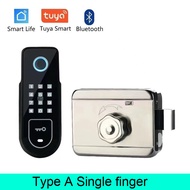 Bluetooth Tuya App Fingerprint Smart Door Lock Gate Password RFID Card Rim Bolt Lock Electronic Door