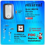 MISTRAL MSH708 INSTANT WATER HEATER WITH CLASSICLA TS7009 RAIN SHOWER [ FREE REPLACE INSTALL ]