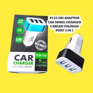 P135 CAR ADAPTOR CAS CASAN CHAS POWER AC DC CHARGER CHARGER PLUG PORT 3 IN 1 BATOK USB H