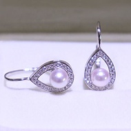 Free Shipping Earrings 集福宝水滴款akoya海水珍珠耳钩正圆强光时尚精致S925银镶嵌 Subang Anting-anting