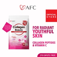 AFC Collagen Beauty - Skin Supplement for Glowing Radiant Supple Complexion - Brighten Firm Hydrate Anti-aging &amp; Lessen Wrinkles with Cartilage Extract + Vitamin C • Made in Japan • 270 Caplets (Suitable for All Skin Types)