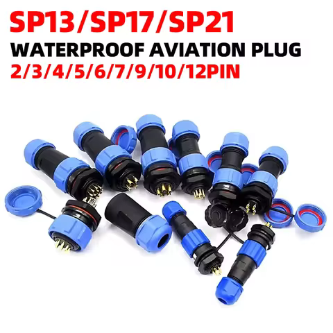 IP68 Waterproof Aviation Connector, SP13/SP17/SP21 Male/Female Connectors 1 - 9 Pin, Plug & Socket, 