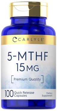 Carlyle 5-MTHF Supplement 15mg | 100 Capsules | L-Methylfolate | Non-GMO, Gluten Free | Premium Qual
