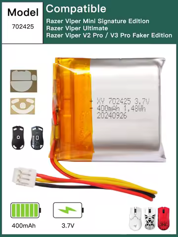 Replacement Mouse Battery 400mah For Razer Viper V2 Pro , V3 Pro Faker Edition , Viper Mini Signatur