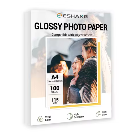 100 Sheets A4 Glossy Single-Sided Photo Paper 115gsm for Inkjet Printing - Premium Quality Photo Pri