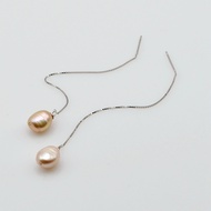Silver Ear Wires Natural Freshwater Pearl Pendant 925 Silver Ladies Long Earrings