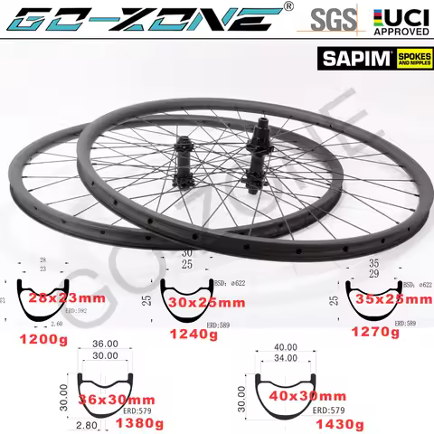 1200g 29er Carbon MTB Wheels Tubeless Super Light GO-ZONE PRO4 Sapim Thru Axle / Quick Release / Boo