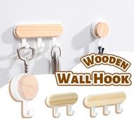 Wood Wall Hook Multipurpose Wall Mounted Hook Wooden Storage Hooks Heavy Duty Self Adhesive Hanging 