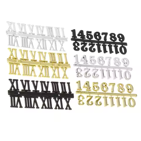 6 Pcs Quartz Wall Clock Accessories Gold Number Stickers Roman Numerals Kit Plastic Number Clock Rom