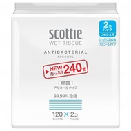 CRECiA - Scottle 99%除菌抽取式桶裝濕紙巾 (含酒精) 補充裝 120枚 x 2包入 - 70198 (平行進口)