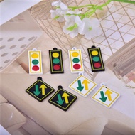 5pcs Traffic lights direction signs traffic signs spray paint alloy jewelry accessories earrings pen