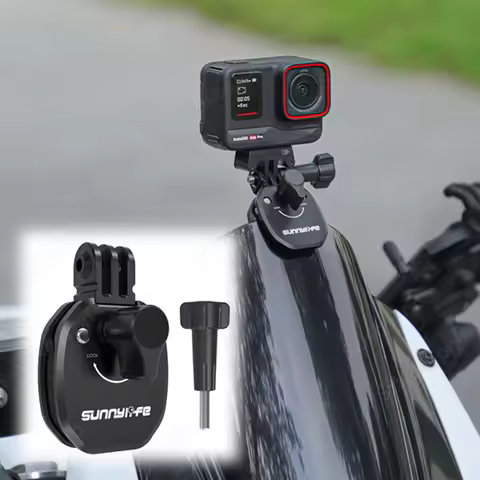 Motorcycle Windshield Clip for Go Pro Hero 13 12 11 10 9 8 7 Aluminum Mount for Insta 360 X5 X4 X3 G