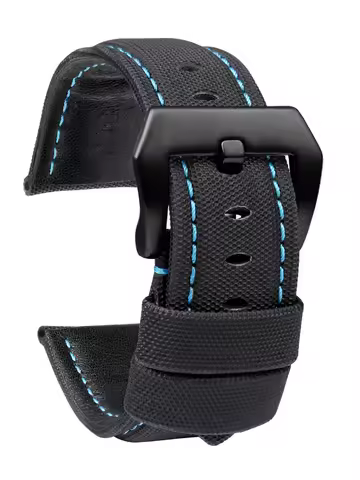 22mm 24mm 26mm Nylon Texture Leather Watchband for Panerai PAM01661 441 Marina Watch Strap Black Blu