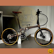 Fnhon Gust 20” • 9 Speeds Shimano • Litepro Aero • Schwalbe One 451 • Foldable Folding Foldie Fold Bike Bicycle • 20” inches 451 • Rose Gold • Crius Velocity Master Blast Tornado Dahon Tern • Customise My Bicycle •