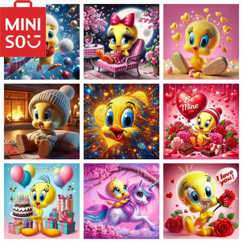 MINISO Tweety Bird Yellow Canary Looney Tunes Cartoon Diamond Painting DIY Cross Stitch Handmade Art
