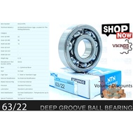 DIJAMIN JAPAN NTN!! 63/22 63/22 C3 63 22 C3 6322 63 22 JAPAN NTN BEARING d-22mm x D-56mm x B-16mm RA