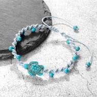 Bohemian Ocean Style 4m Turquoise Turtle Bracelet Braided Adjustable Stretch Bracelet JPHP