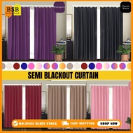 BSB_2in1 Curtain Cangkuk Semi Blackout Hook/Rod Modern Langsir Tingkap Pintu Bilik Sliding Door Curtain CANTIK