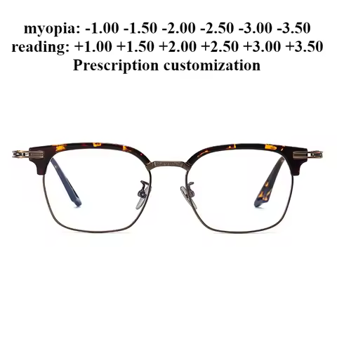 52mm Pure Titanium Myopia Glasses Frame Men Eyebrow Line Frame Business Anti Blue Light Reading Eyeg