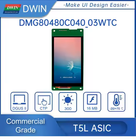 DWIN 4 Inch 16.7M Color Smart IPS TFT LCD Touch Screen 480x800 Pixels Resolution Wide Viewing Angle 