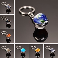 Galaxy Planet Keychain with Solar System Art Picture Glass Ball Key Ring Moon Earth Double Side Pendant Universe Jewelry Galaxy Planet Keychain with Solar System Art Picture Gla