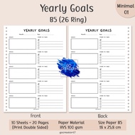 Yearly Goals Simple Minimalist Binder Planner Paper B5